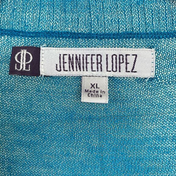 Jennifer Lopez Open Front Blue Knit Sweater Cardigan size XL NWT - Picture 3 of 6